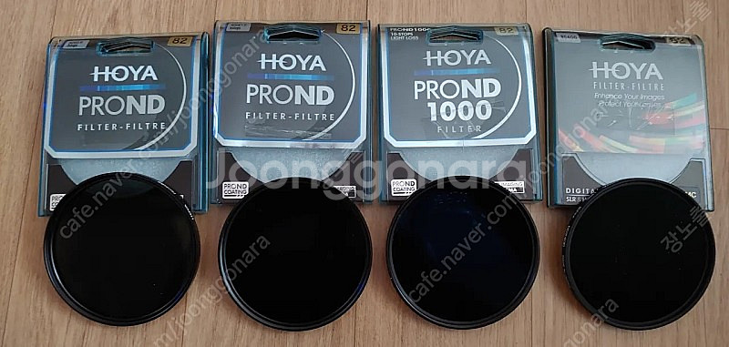 호야 ND 필터, 82mm ( 8, 64, 400, 1000) 4개. 호루스벤누 ND2~2000 가변필터 82mm....--1