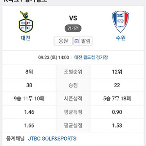 대전하나시티즌 축구 홈경기 E석 예매권 1장당 3천원 4매가능