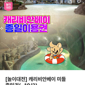 캐리비안베이 (캐비) 종일권 팔아요 10월 3일까지