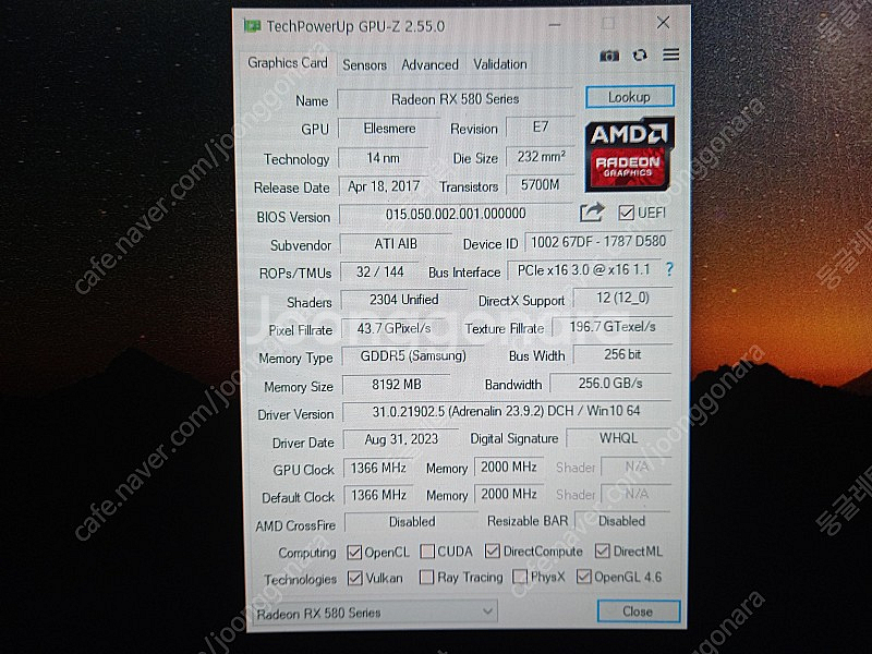 Rx 580 8g 판매합니다.--4