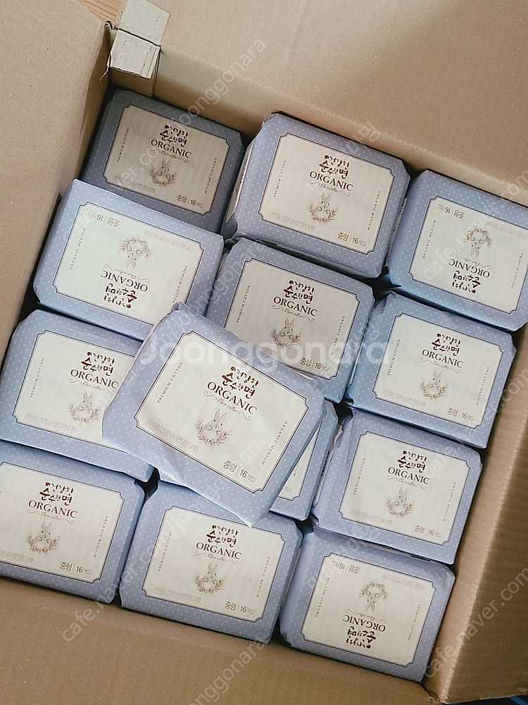 생리대 건강한 순수한면 유기농 생리대 중형 16개입x24팩 택포 4만5천원--0