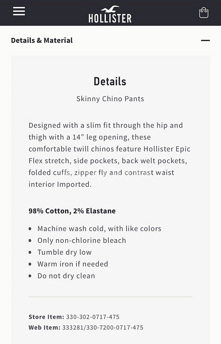 Hollister 홀리스터 면바지--3