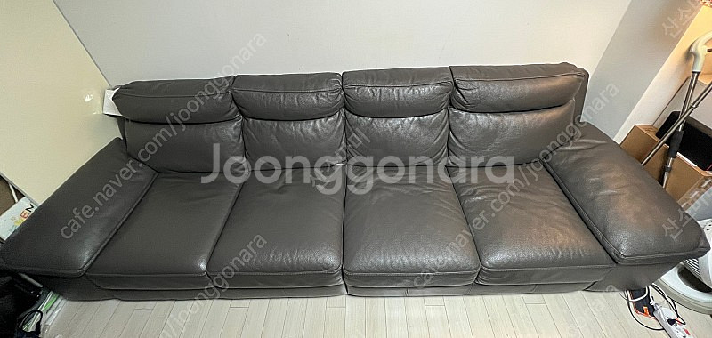 한샘 이태리수입 천연면피 4인용 쇼파--2