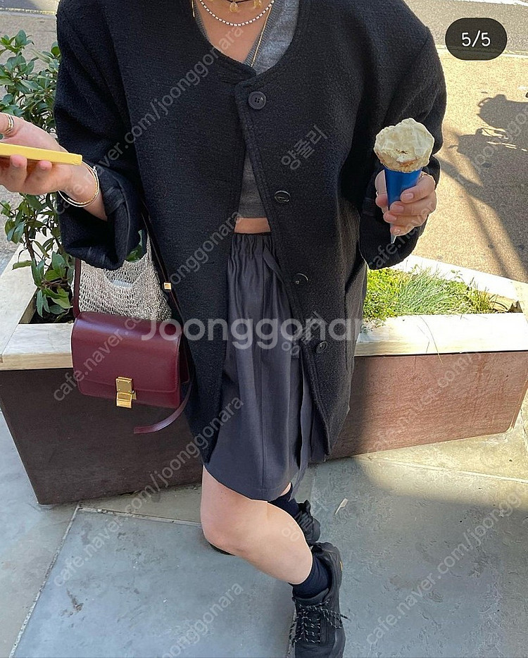 에토스 트위드 오버핏 자켓 (블랙)--2