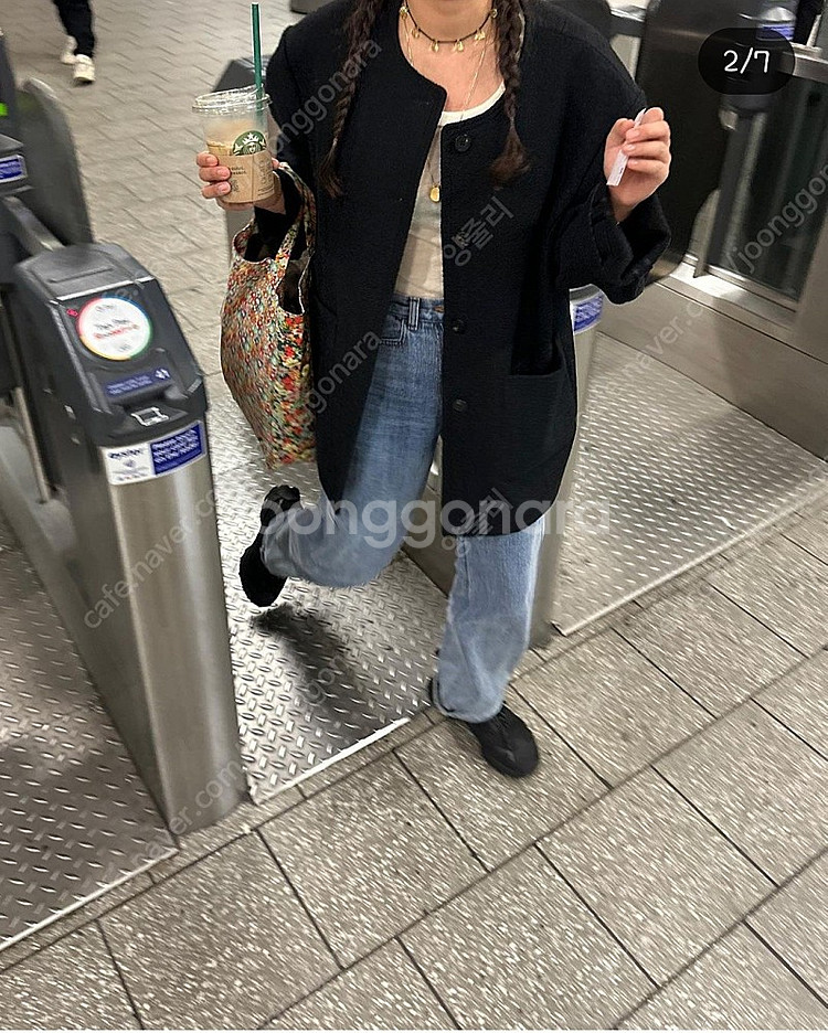 에토스 트위드 오버핏 자켓 (블랙)--4