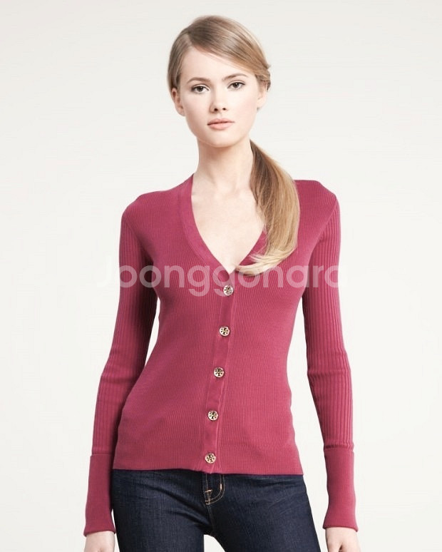 TORY BURCH 토리버치 슈렁큰 시몬 가디건 라즈베...--2
