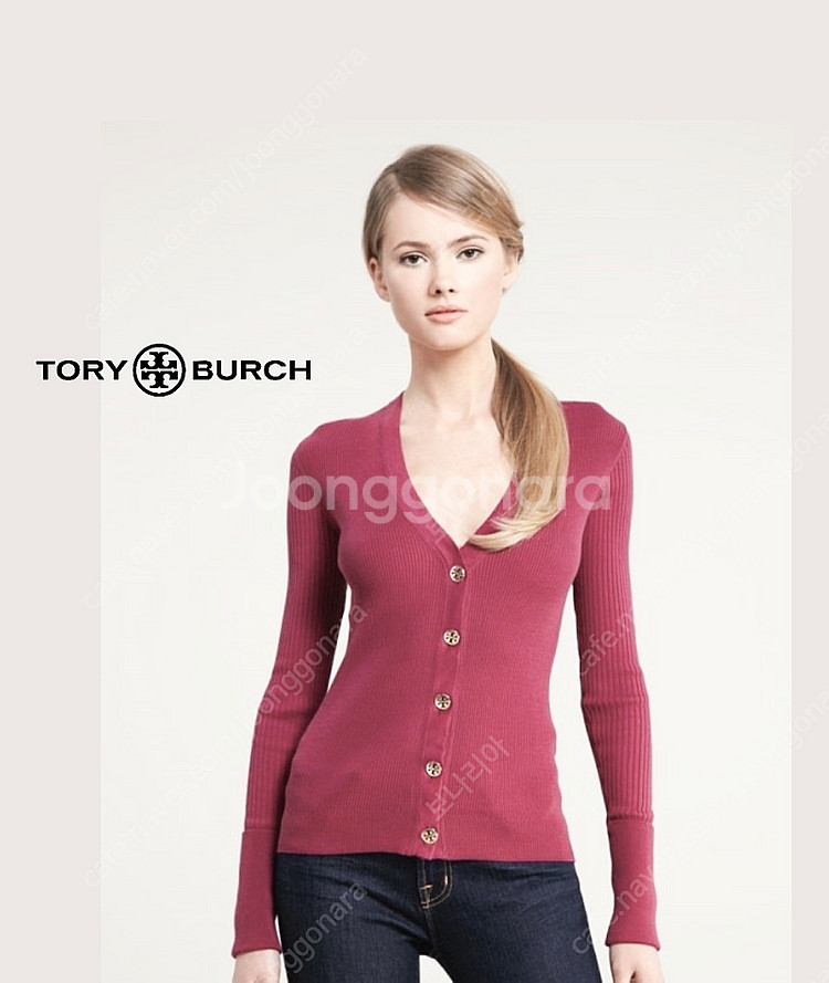 TORY BURCH 토리버치 슈렁큰 시몬 가디건 라즈베...--0