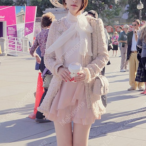 밀크코코아 자체제재 트위드자켓+실크리본블라우스+스커트S 풀셋업