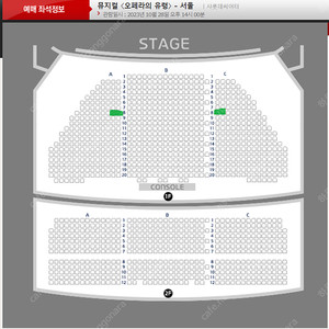 뮤지컬 오페라의 유령 10/28 토요일 낮공연 8열 VIP석 2연석