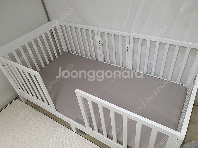 쁘띠라뺑 꼬모 토들러 아기침대 원목 하이난간, 매트리스...--2