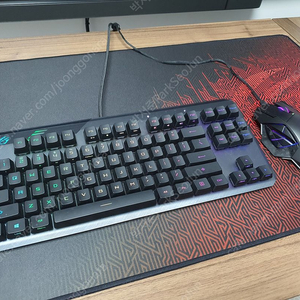 ASUS RGB ROG CLAYMORE 키보드 + SPATHA X 마우스 + Sheath 제이웍스 장패드 세트 판매합니다.