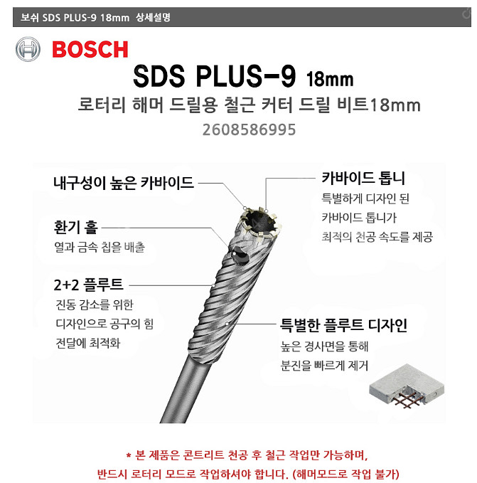철근 절단용 드릴 비트, 보쉬 BOSCH, SDS PL...--0