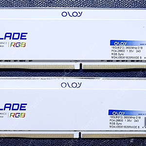 청주) OLOY DDR4 3600 메모리 / PC4-28800 CL18 BLADE RGB White 16G(8Gx2ea)