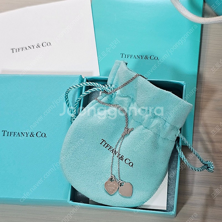 [정품] 티파니앤코 더블하트 미니 실버 목걸이--0