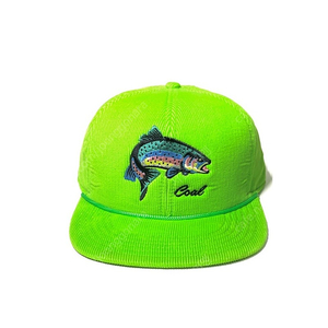 COAL 콜 초레어 피싱 낚시꾼 연어 살몬 자수 낚시 스냅백 형광그린 모자