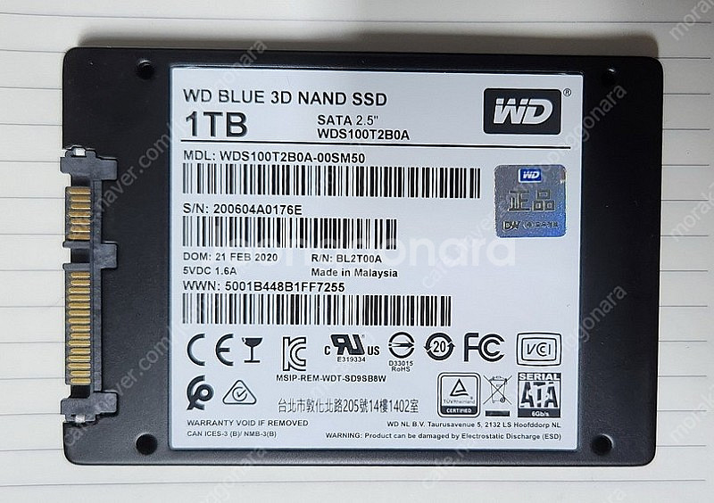 WD Blue 3D SATA3 SSD 1T 팝니다.--1