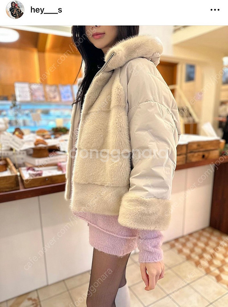 헤이에스 리얼 밍크 후드 숏 퀄팅 패딩 / 드오브 드벨...--0