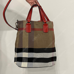 버버리 BURBERRY 체크 캔버스 레더 핸들 2WAY y CANVAS CHECK MEDIUM TOTTENHAM TOTE - CADMIUM RED - 3869897 1