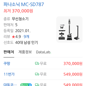 파나소닉 물걸레 진공 청소기 MC-SD787(미개봉)