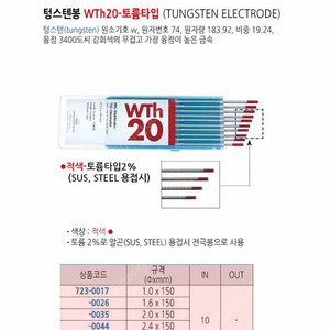 울프람 토륨 텅스텐봉 3.2 / 2.4 판매