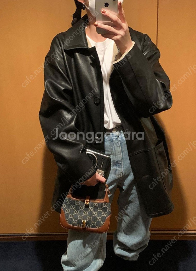 (택달린 새상품) 바이무드 히어 레더 무스탕--2