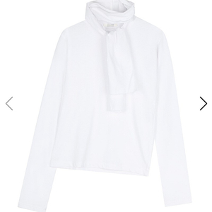 후왓웨어whowhatwear Long sleeve tie t-shirt - 블랙화이트