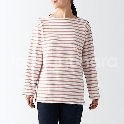 MUJI 무인양품 여성 태번수 보트넥 긴소매 티셔츠 (...--0