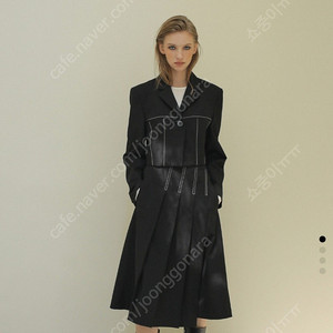 폴앤앨리스( P/A by PAUL & ALICE )STITCH CROP JACKET / BLACK , UNBALANCE STITCH SKIRT / BLACK/셋업