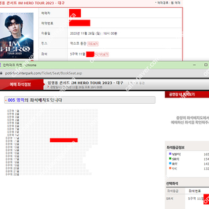 임영웅 대구 SR구역 일요일 콘서트 한자리 양도합니다.