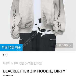 스키즘인듀싱 BLACKLETTER ZIP HOODIE, DIRTY GREY