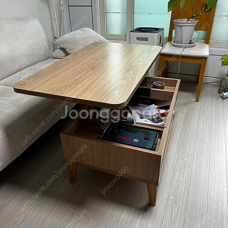 무니 리프트업 테이블 네추럴브라운--1