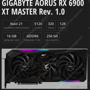 그래픽]GIGABYTE AORUS RX 6900 XT MASTER Rev. 1.0 팝니다