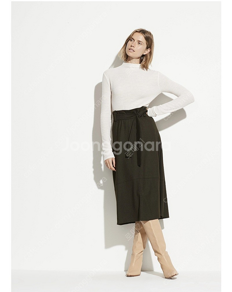 빈스 미디 울 스커트 00 사이즈 팝니다. 롱 치마 vince belted wool midi skirt--1
