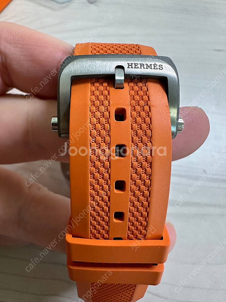 [판매] 에르메스 H08 티타늄 오렌지 러버 스트랩 + 티타늄 브레이슬릿 hermes--9