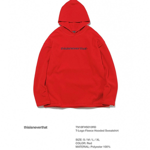 디스이즈네버댓 후드티 T-Logo Fleece Hooded Sweatshirt Red M