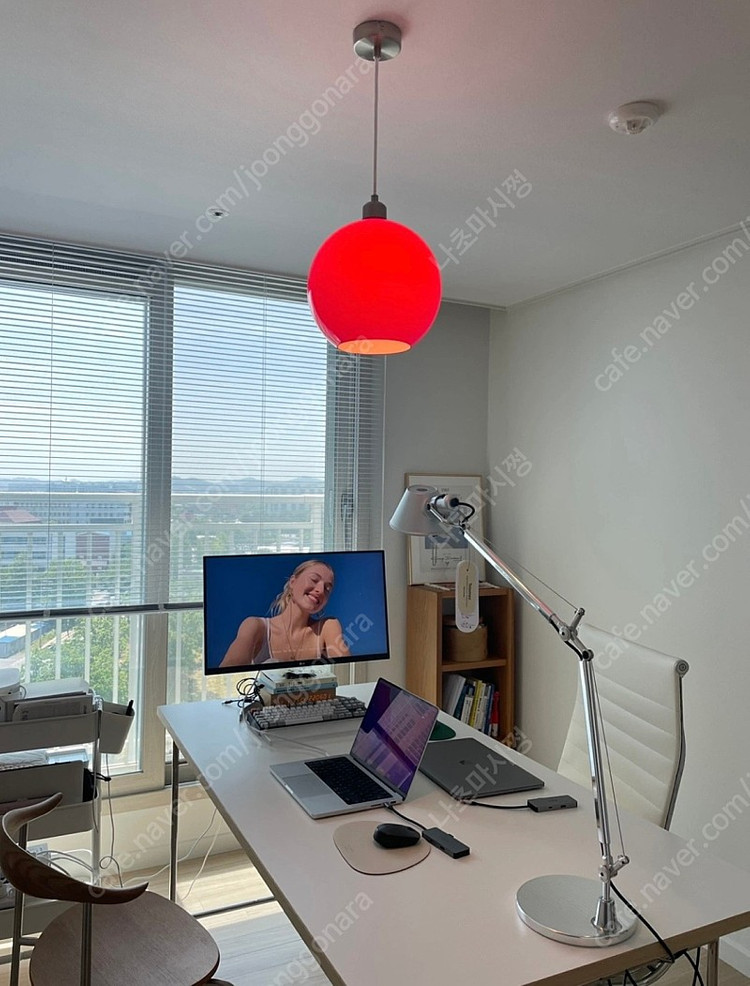 1970s 빈티지조명 미드센추리 빈티지 레드 글라스오팔--1