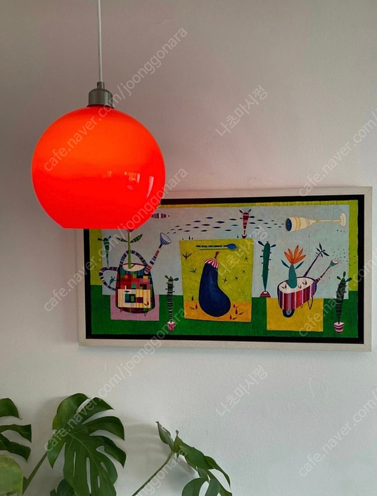 1970s 빈티지조명 미드센추리 빈티지 레드 글라스오팔--2