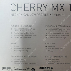(해외직구) 체리 MX 10.0 로우프로파일 스피드은축 키보드 판매 합니다.