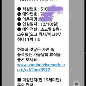 홍천 대명비발디 스위트 취사 방2/욕실2. 12월10일(일)1박 숙박권