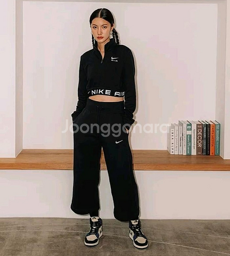 택달린새상품 정품 1개 S M - 나이키 플리스 도톰 기모 하이웨이스트 크롭 팬츠--0