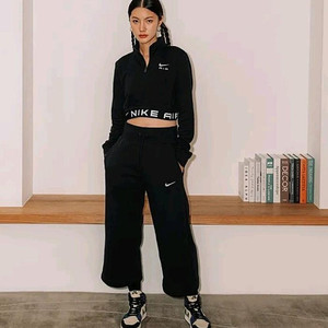 택달린새상품 정품 1개 S M - 나이키 플리스 도톰 기모 하이웨이스트 크롭 팬츠