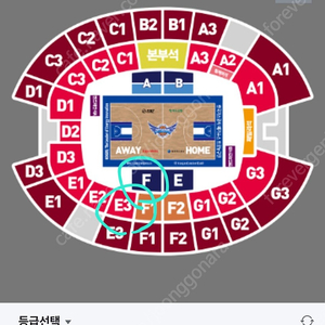 12/4 KBL 프로농구 대구한국가스공사 VS 수원KT소닉붐 1층 F석 3열, 2층 E3 2열 원가양도