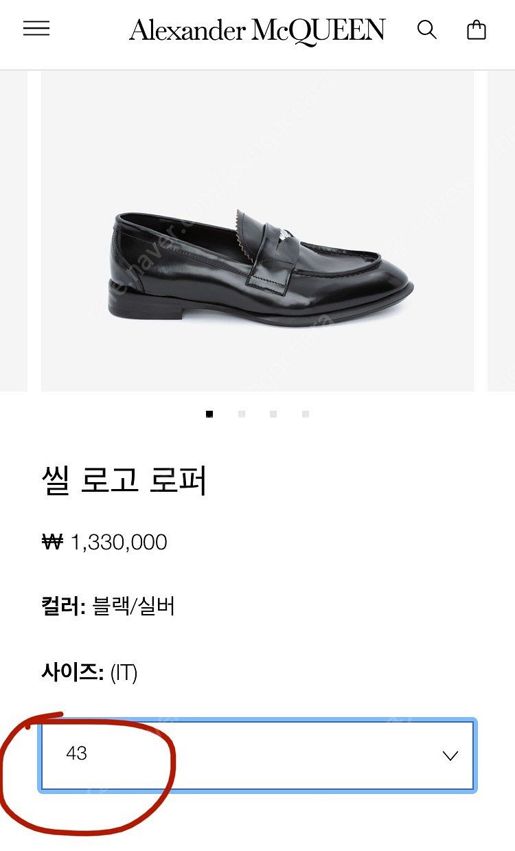 정품 알렉산더맥퀸 한섬 정식 수입품 남자 씰로고 로퍼 ...--2