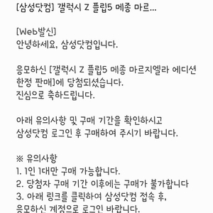 삼성 갤럭시 Z 플립5 메종 마르지엘라 에디션 당첨권 양도(275만원)