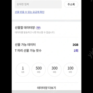 T데이터 1기가당 2000원 판매 2기가 판매가능