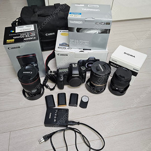 캐논6D DSLR 카메라 및 렌즈 풀세트 팔아요(탐론24-70, 캐논16-36L, 시그마아트35)