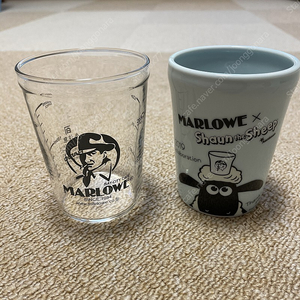 일본 MARLOWE 브랜드 내열 컵 2개 일괄 판매
