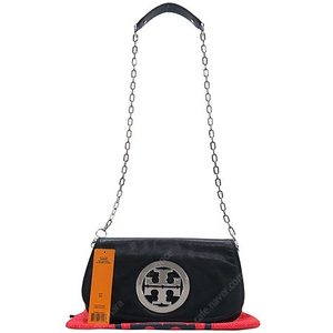 TORY BURCH(토리버치) 블랙 래더 아만다 레바 클러치 겸 은장 체