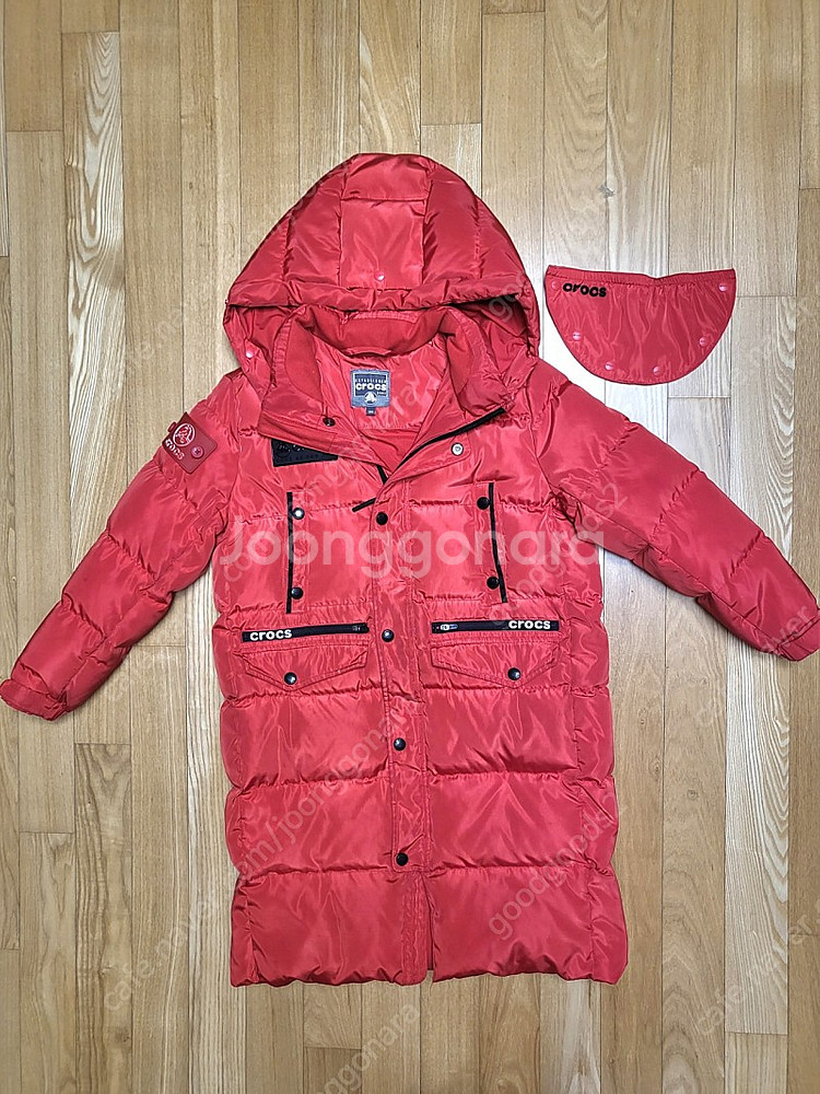 크록스 오리솜털 롱패딩 사이즈130 레드칼라--1