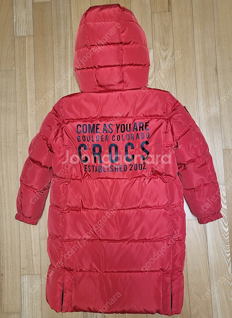크록스 오리솜털 롱패딩 사이즈130 레드칼라--3